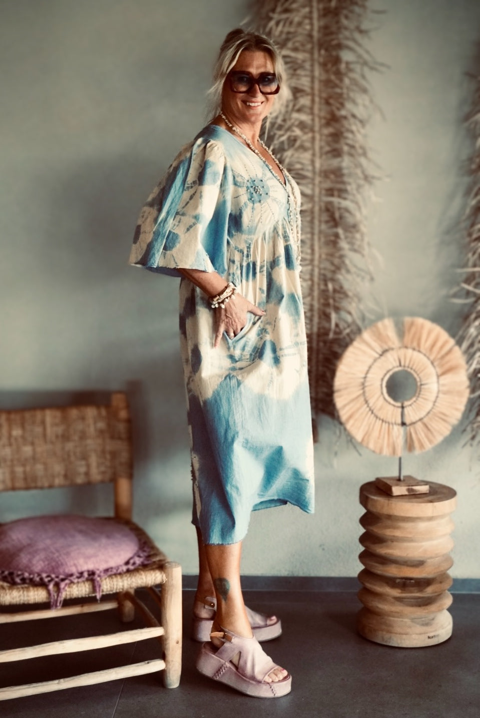 MAGDA COTTON MIDI DRESS BLUE