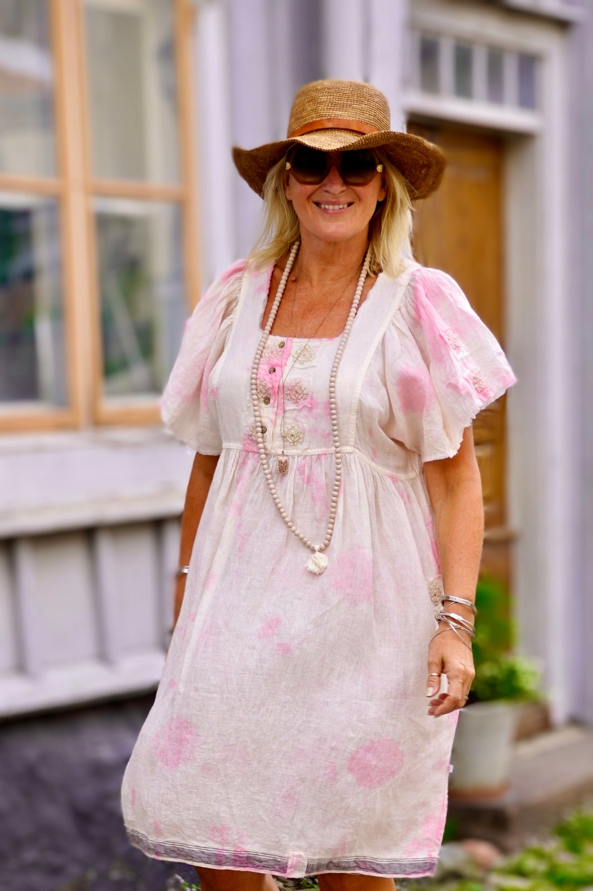 POPPY DORI LINEN DRESS POPPY PINK MALIBU