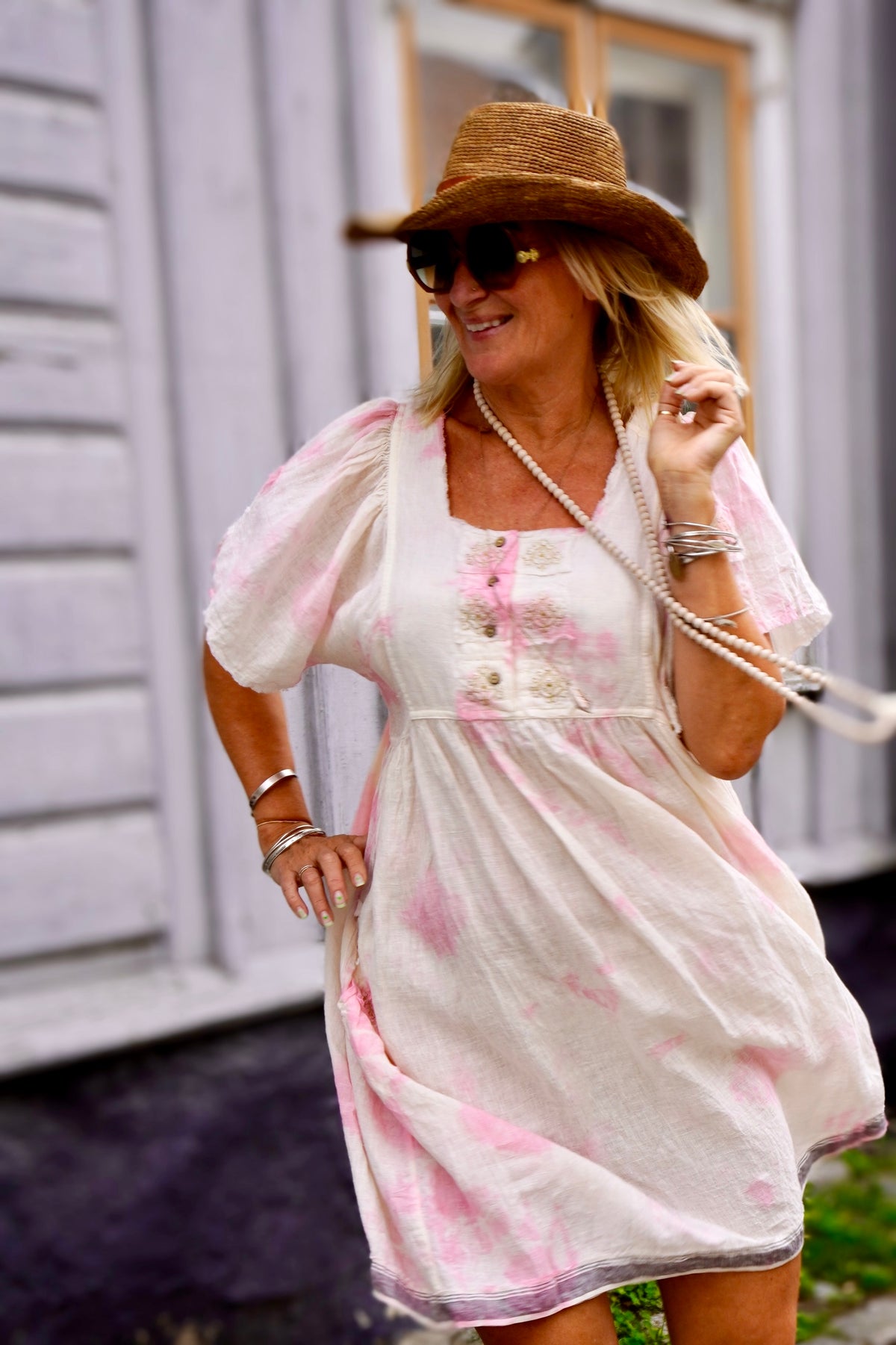 POPPY DORI LINEN DRESS POPPY PINK MALIBU