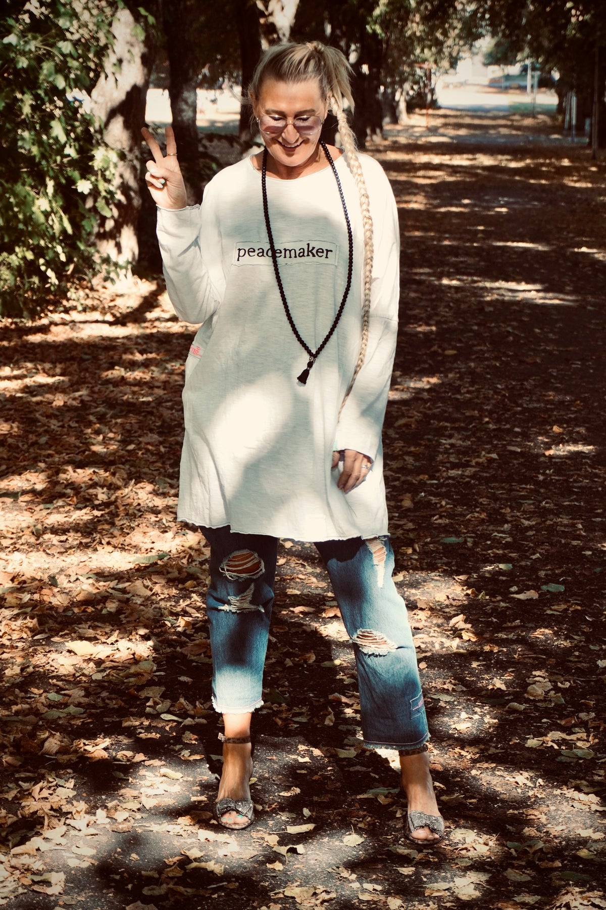 SISTER PEACEMAKER COTTON JERSEY DRESS SWEET WHITE