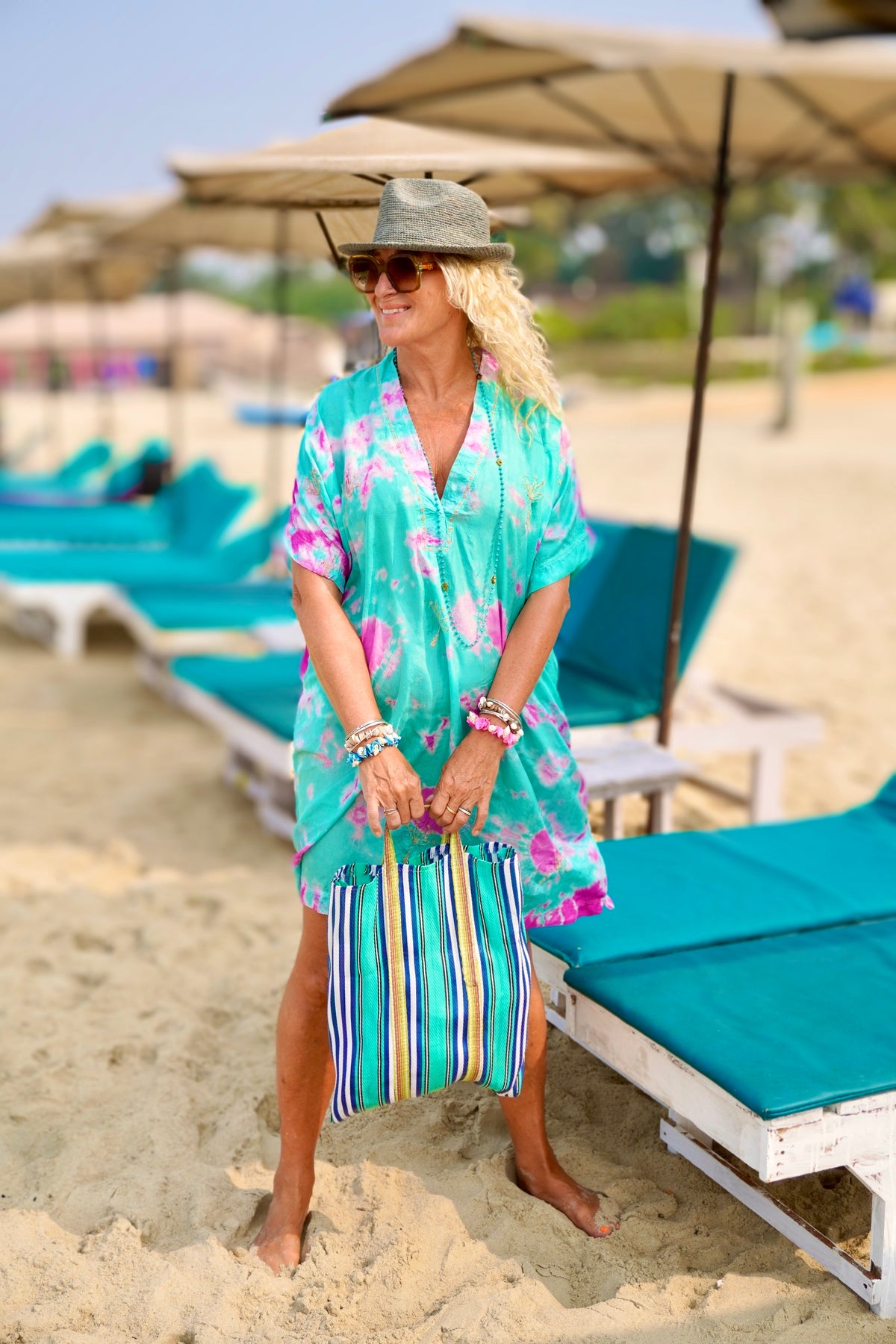 VANESSA SILK DRESS LOTUS EMERALD FUSCHIA
