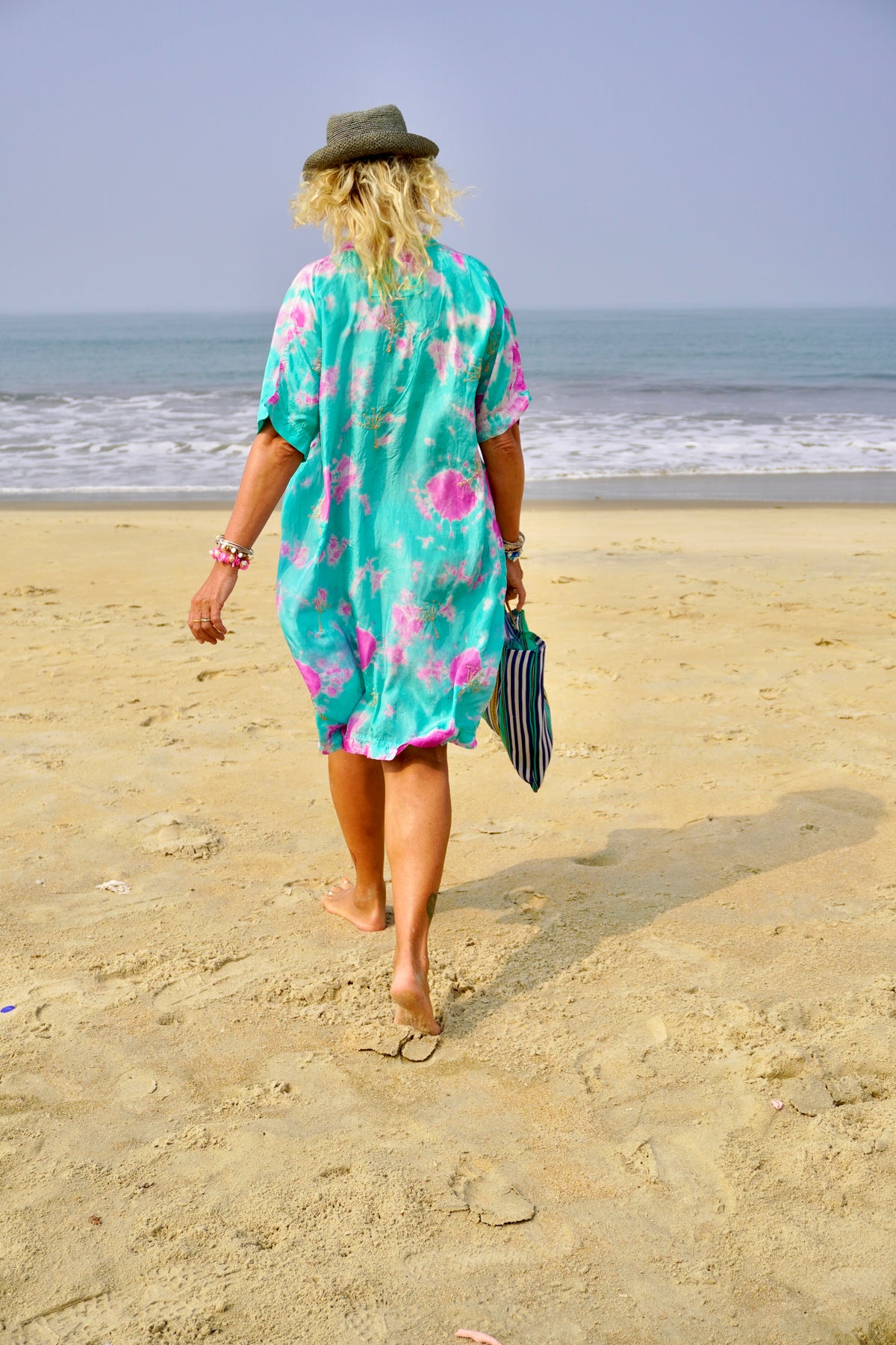 VANESSA SILK DRESS LOTUS EMERALD FUSCHIA