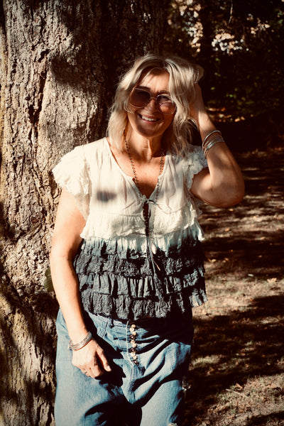 VOLA VOLARE COTTON BATIK CROP TOP CHARCOAL MALIBU