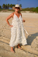 VOLA VOLARE LOTUS COTTON MAXI DRESS CREAM