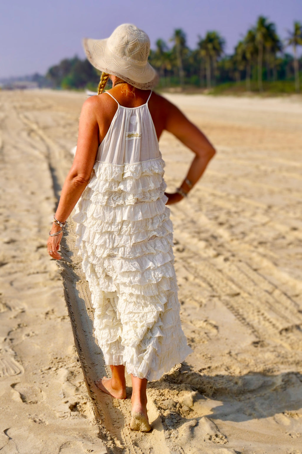 VOLA VOLARE LOTUS COTTON MAXI DRESS CREAM