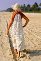 VOLA VOLARE LOTUS COTTON MAXI DRESS CREAM