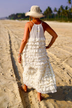 VOLA VOLARE LOTUS COTTON MAXI DRESS CREAM