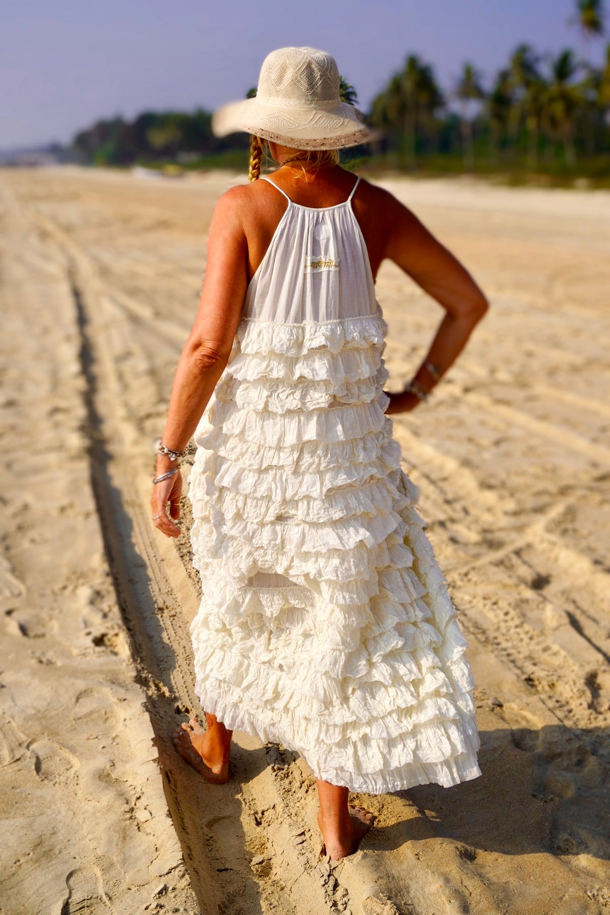 VOLA VOLARE LOTUS COTTON MAXI DRESS CREAM